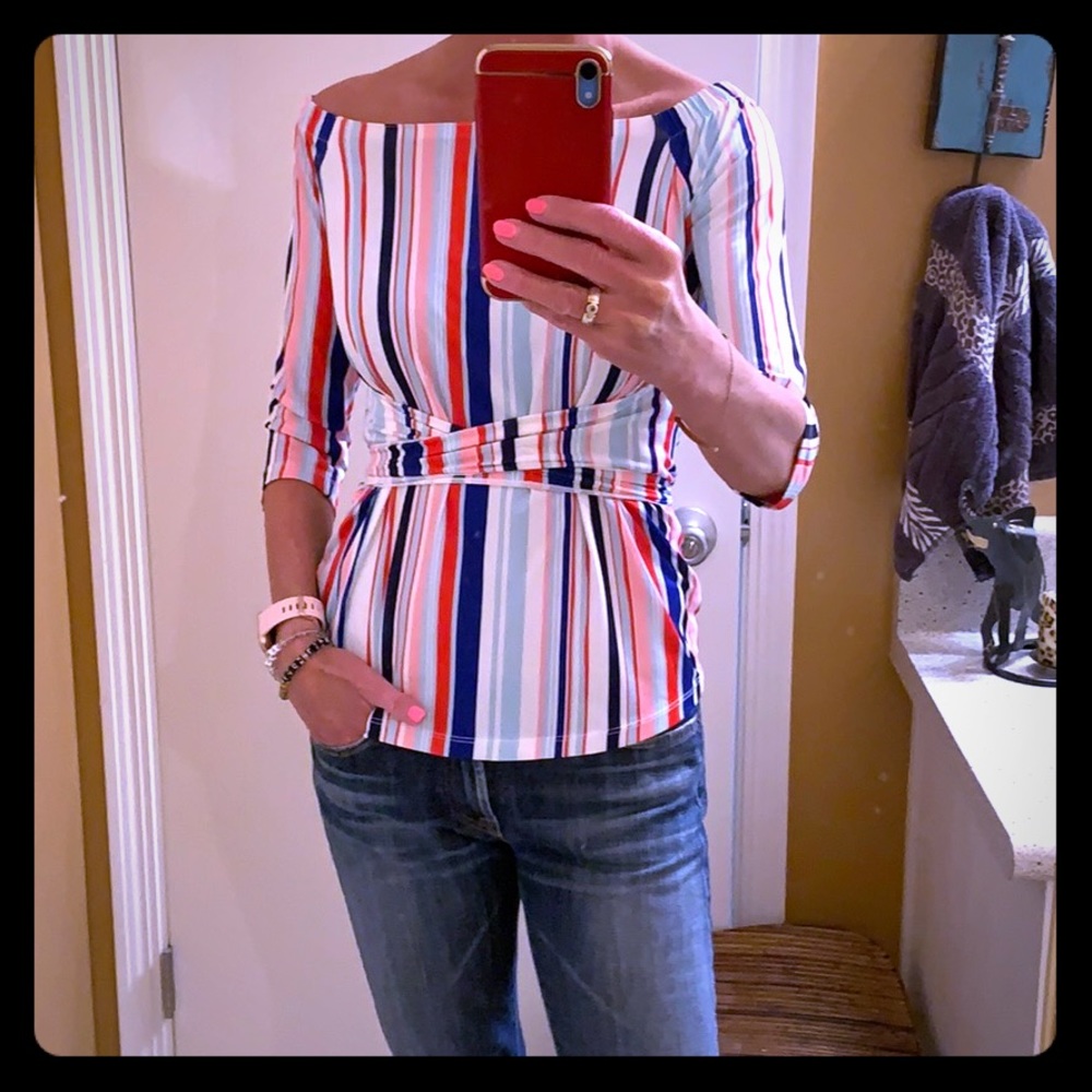 Venus three quarter sleeve strip top